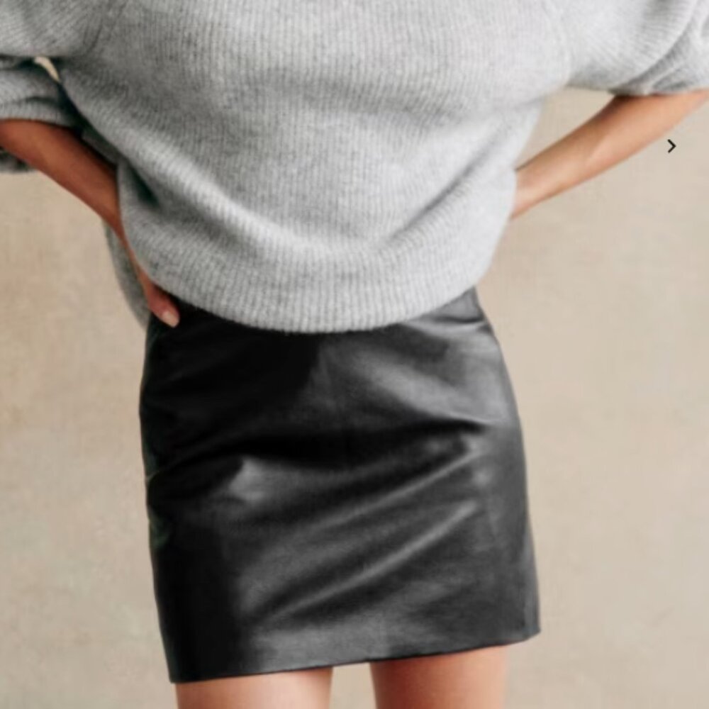 Sezane Harlow Leather Skirt Size 6